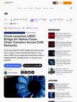 Circle Launches USDC Bridge for Native Cross-Chain Transfers Across EVM Networks
