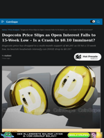 Dogecoin Price Slips as Open Interest Falls to 15-Week Low - Is a Crash to $0.10 Imminent?
