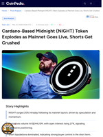 Cardano-Based Midnight (NIGHT) Token Explodes as Mainnet Goes Live, Shorts Get Crushed