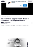 Raoul Pal on Crypto Crash: 'Road to Valhalla Is Getting Very Close' - U.Today