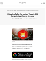 Shiba Inu Bullish Formation Targets 38% Surge to Key Moving Average