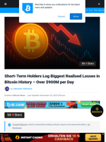 Short-Term Holders Log Biggest Realised Losses in Bitcoin History – Over $900M per Day | Bitcoinist.com