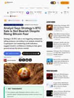 Analyst Says Strategy’s BTC Sale Is Not Bearish Despite Rising Bitcoin Fear