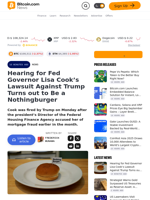 Hearing for Fed Governor Lisa Cook’s Lawsuit Against Trump Turns out to Be a Nothingburger – News Bitcoin News