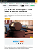Jury in MEV Bot Trial Struggles to Reach Verdict as Weekend Approaches