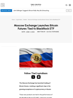 Moscow Exchange Launches Bitcoin Futures Tied to BlackRock ETF
