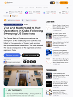 Visa and Mastercard to Halt Operations in Cuba Following Sweeping US Sanctions
