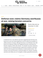 Defense exec claims Germany and Russia at war, raising tension concerns