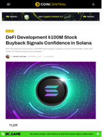 DeFi Development $100M Stock Buyback Signals Confidence in Solana - CoinCentral