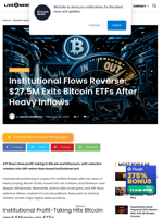 Institutional Flows Reverse: $27.5M Exits Bitcoin ETFs After Heavy Inflows | Live Bitcoin News