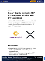 Canary Capital claims its XRP ETF surpasses all other XRP ETFs combined