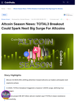 Altcoin Season News: TOTAL3 Breakout Could Spark Next Big Surge For Altcoins