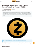 ZEC Slides, Whales Turn Private — InsideBitcoins