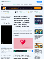 Bitcoin Shows Modest Gains on Valentine’s Day Despite Inflation and Declining Trading Volume – Markets and Prices Bitcoin News