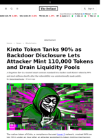 Kinto Token Tanks 90% as Backdoor Disclosure Lets Attacker Mint 110,000 Tokens and Drain Liquidity Pools - 