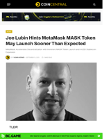 Joe Lubin Hints MetaMask MASK Token May Launch Sooner Than Expected