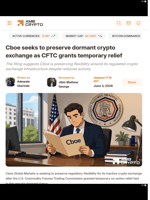 Cboe seeks to preserve dormant crypto exchange as CFTC grants temporary relief - AMBCrypto