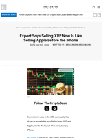 Expert Says Selling XRP Now Is Like Selling Apple Before the iPhone