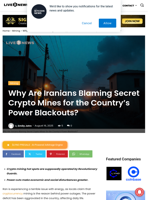 Why Are Iranians Blaming Secret Crypto Mines for the Country’s Power Blackouts? | Live Bitcoin News