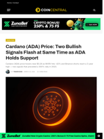Cardano (ADA) Price: Two Bullish Signals Flash at Same Time as ADA Holds Support - CoinCentral