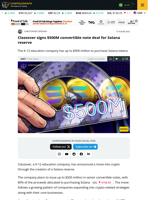 Classover to Issue Up To $500M for SOL Reserve