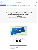 Swiss Regulator Files Criminal Complaint Against FIFA Over World Cup NFT Platform