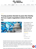 Trump pushes Senate to pass the Clarity Act as crypto regulation enters its final lap