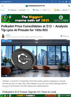 Polkadot Price Consolidates at $12 – Analysts Tip Lyno AI Presale for 100x ROI