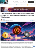2 Altcoins Under $0.50 Well Positioned to Beat Ripple's XRP and Ethereum With a 2000% Rally This Summer - TheNewsCrypto