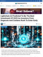 Lightchain AI Predicted To Be The Best Investment Of 2025 As Investors From Dogecoin And Cardano Rush To Enter Early
