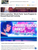 Nibiru Launches ”Block Party” Aura Program to Reward Real DeFi Activity - TheNewsCrypto