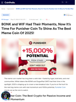 BONK and WIF Had Their Moments, Now It's Time For Punisher Coin To Shine As The Best Meme Coin Of 2025!