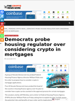 Democrats probe housing regulator over considering crypto in mortgages - The Crypto News Wire
