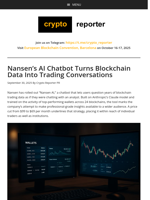 Nansen’s AI Chatbot Turns Blockchain Data Into Trading Conversations