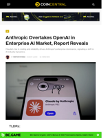 Anthropic Overtakes OpenAI in Enterprise AI Market, Report Reveals - CoinCentral