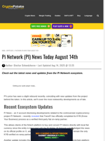Pi Network (PI) News Today August 14th