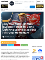 Early MAGACOIN FINANCE Investors Target 41x Gains, Matching Solana’s Explosive First-year Momentum | Live Bitcoin News