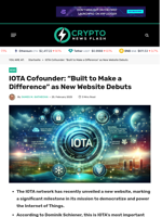 IOTA Cofounder: “Built to Make a Difference” as New Website Debuts - Crypto News Flash