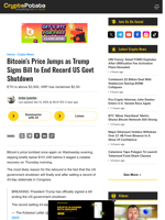 Bitcoin's Price Jumps as Trump Signs Bill to End Record US Govt Shutdown