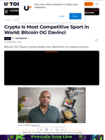 Crypto Is Most Competitive Sport in World: Bitcoin OG Davinci