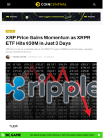 XRP Price Gains Momentum as XRPR ETF Hits $30M in Just 3 Days - CoinCentral