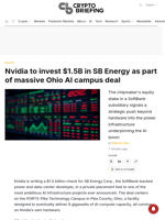 Nvidia to invest $1.5B in SB Energy as part of massive Ohio AI campus deal
