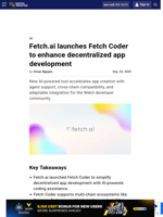 Fetch.ai launches Fetch Coder to enhance decentralized app development