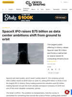 SpaceX IPO raises $75 billion as data center ambitions shift from ground to orbit