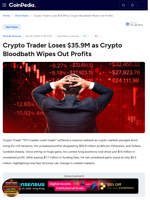 Crypto Trader Loses $35.9M as Crypto Bloodbath Wipes Out Profits