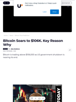 Bitcoin Soars to $106K. Key Reason Why - U.Today