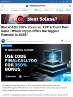 BlockDAG’s 350% Bonus vs. XRP & Tron’s Past Gains—Which Crypto Offers the Biggest Potential in 2025?