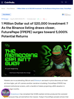 1 Million Dollar out of $20,000 Investment ? As the Binance listing draws closer, FuturePepe (FPEPE) surges toward 5,000% Potential Returns 