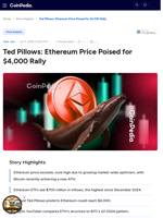 Ted Pillows: Ethereum Price Poised for $4,000 Rally