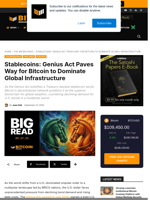 Stablecoins: Genius Act Paves Way For Bitcoin To Dominate Global Infrastructure
